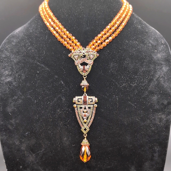 Heidi Daus| Necklace Jewelry Set With Matching ring and 3 earrings set in Box - Picture 1 of 17